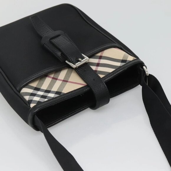 BURBERRY Shoulder Bag Nylon Black Silver Auth sw747 - Picture 7 of 14